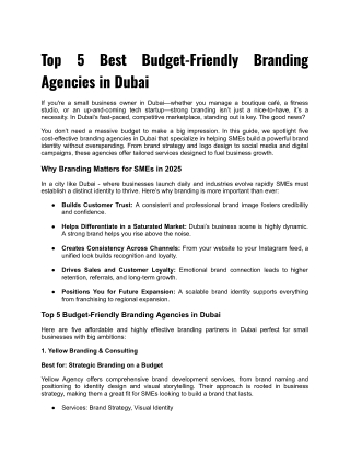 Top 5 Best Budget-Friendly Branding Agencies in Dubai