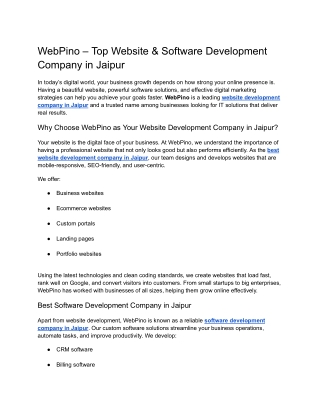 Webpino Software - Software development company
