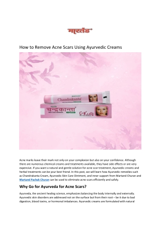 How to Remove Acne Scars Using Ayurvedic Creams