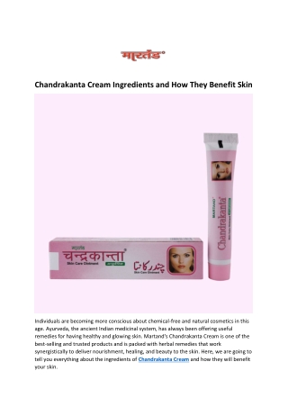 Chandrakanta Cream Ingredients and How They Benefit Skin