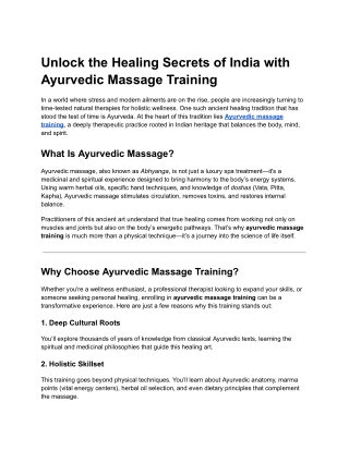 _Ayurvedic Massage Training