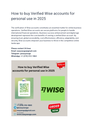 How to buy Verified Wise accounts for personal use in 2025