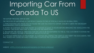 Importing Car From Canada To US