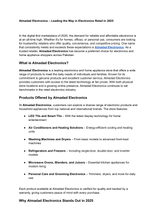 Almadad Electronics – Leading the Way in Electronics Retail in 2025