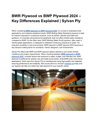 BWR Plywood vs BWP Plywood 2024 – Key Differences Explained _ Sylvan Ply