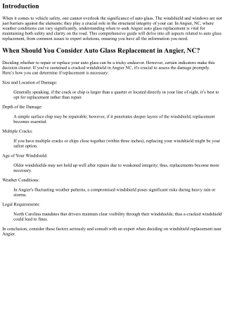 When Should You Consider Auto Glass Replacement in Angier, NC?