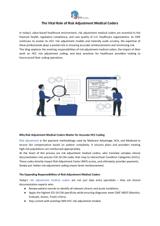 Role of a Risk Adjustment Medical Coder in Healthcare