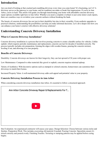 Transform Your Home with Affordable Concrete Driveway Repair in Ann Arbor