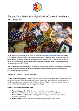 Elevate Your Brand with High-Quality Custom Chenille and PVC Patches