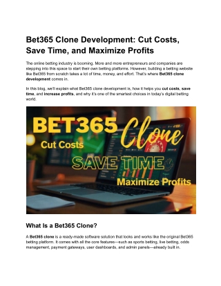 Bet365 Clone Development_ Cut Costs, Save Time, and Maximize Profits
