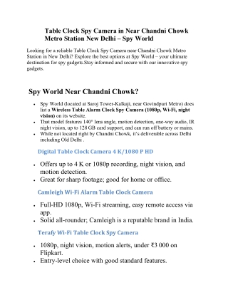 Table Clock Spy Camera in Near Chandni Chowk Metro Station New Delhi – Spy World
