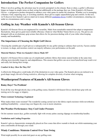 Golfing in Any Weather with Kamelo's All-Season Gloves