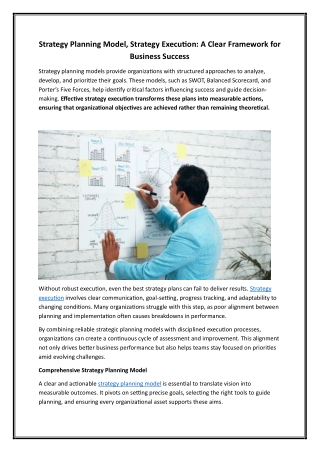 Strategy Planning Model, Strategy Execution A Clear Framework for Business Success