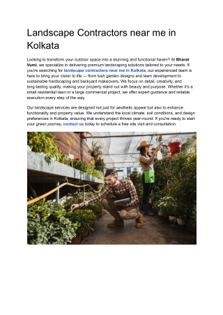 Landscape Contractors near me in Kolkata