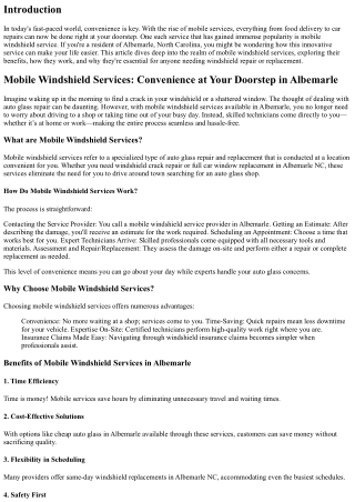 Mobile Windshield Services: Convenience at Your Doorstep in Albemarle
