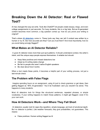 Breaking Down the AI Detector_ Real or Flawed Tool