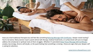 Therapeutic Bodywork Gift Certificates Sports Massage Bronx