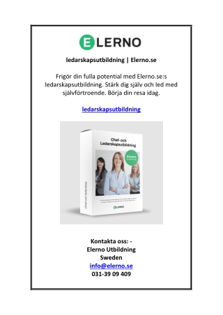 ledarskapsutbildning | Elerno.se