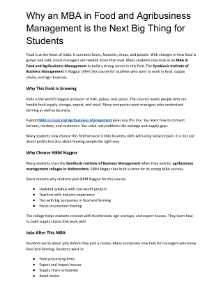 Why an MBA in Food and Agribusiness Management is the Next Big Thing for Students