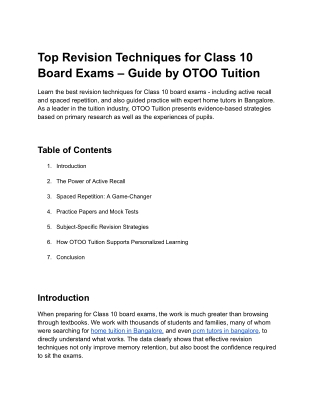 Top Revision Techniques for Class 10 Board Exams