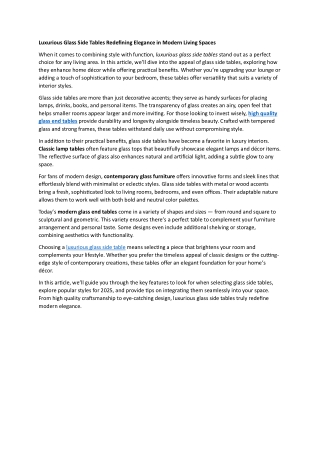 02 Luxurious Glass Side Tables Redefining Elegance in Modern Living Spaces