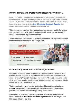 Best Bluetooth Speaker for Rooftop Parties in NYC – Gen1 Speaker