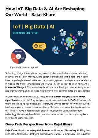 How IoT, Big Data & AI Are Reshaping Our World - Rajat Khare