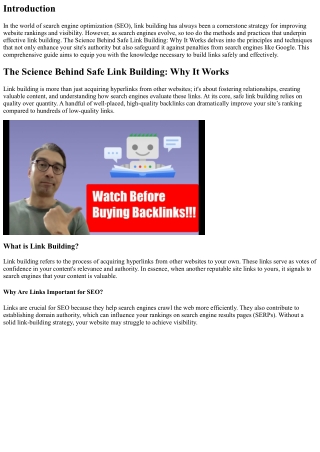 The Science Behind Safe Link Building: Why It Works