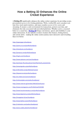 How a Betting ID Enhances the Online Cricket Experience