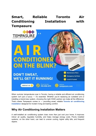 Toronto air conditioning installation