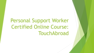Personal Support Worker Certified Online Course