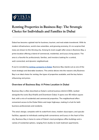 Renting Properties in Business Bay_ The Strategic Choice for Individuals and Families in Dubai