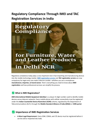 Regulatory Compliance Through IMEI and TAC Registration Services in India