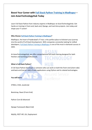 Full Stack Python Training in Madhapur