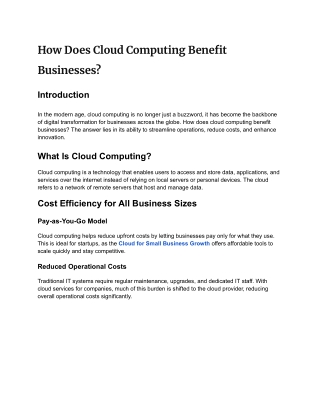 How Does Cloud Computing Benefit Businesses