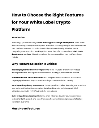 How to Choose the Right Features for Your White Label Crypto Platform