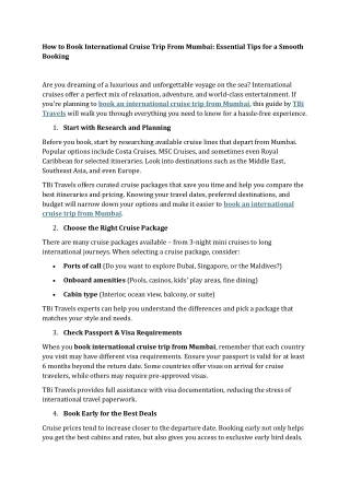 How to Book International Cruise Trip From Mumbai Essential Tips for a Smooth Booking