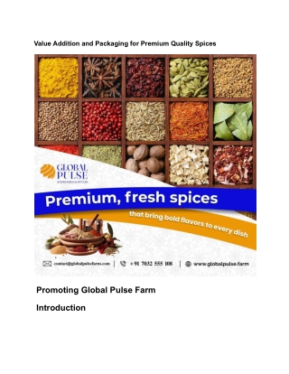 Value Addition and Packaging for Premium Quality Spices