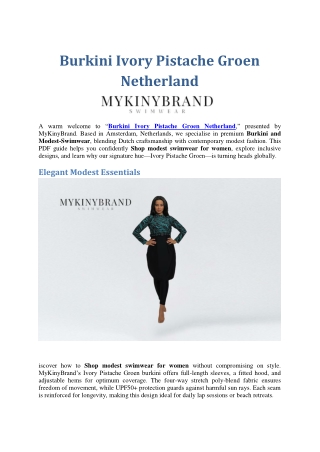 Burkini Ivory Pistache Groen Netherland with MyKinyBrand