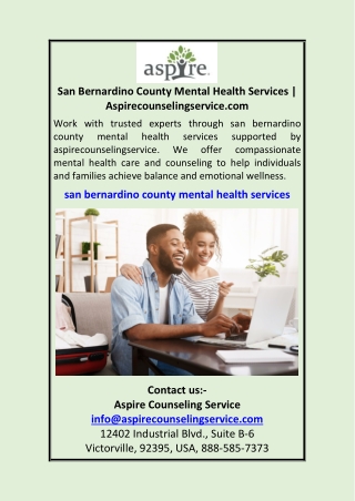 San Bernardino County Mental Health Services Aspirecounselingservice.com