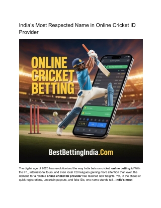 India’s Most Respected Name in Online Cricket ID Provider