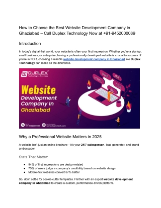 How to Choose the Best Website Development Company in Ghaziabad
