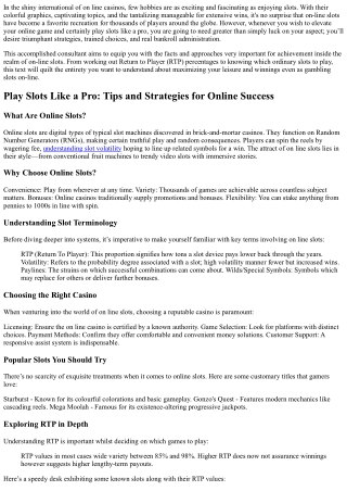 Use Slots  Just Like a  Master: Tips and  Techniques for Online Success