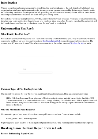 Breaking Down Flat Roof Repair Prices in Cork: A Detailed Analysis