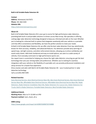 Built In & Portable Radar Detectors NJ