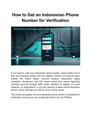 How to Get an Indonesian Phone Number for Verification