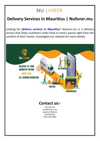 Delivery Services in Mauritius | Nulivrer.mu