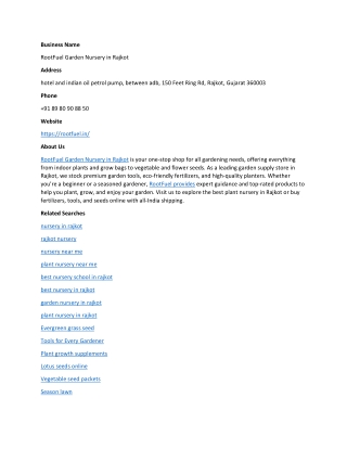 RootFuel Garden Nursery in Rajkot