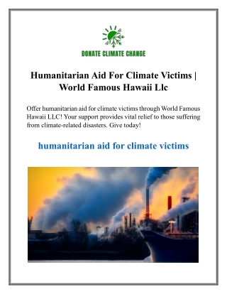 Humanitarian Aid For Climate Victims