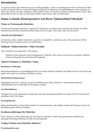 Solnas Ledande Elentreprenörer och Deras Tjänsteutbud Utforskat!